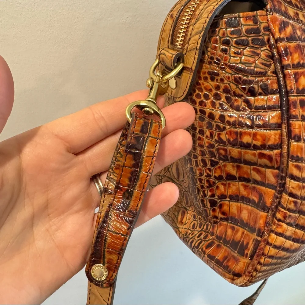 Brahmin Croc Embossed Leather Satchel Bag‎ in Toasted Pecan Melbourne
